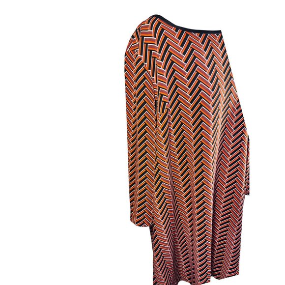 Chevron Patterned Red & Black Dress By Beige By Eci Size Large - Picture 7 of 8